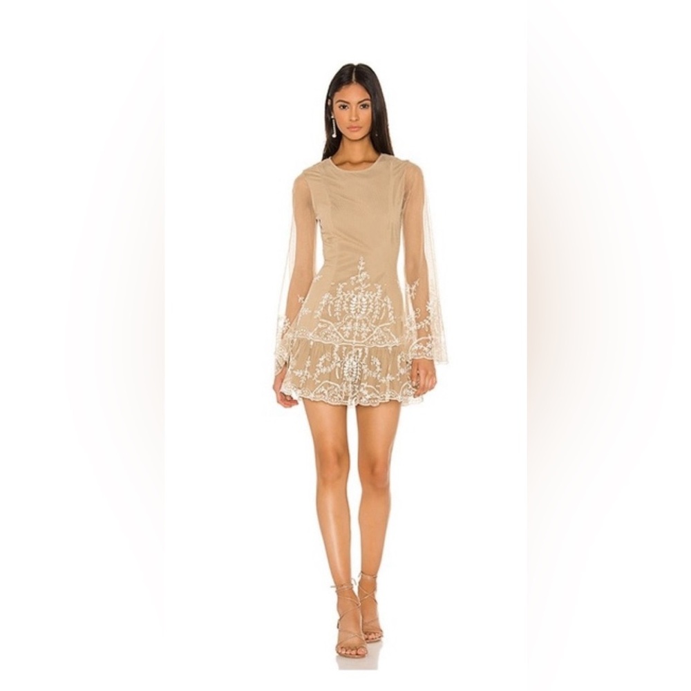 Tularosa Tonia nude Beige Lace Mini Dress